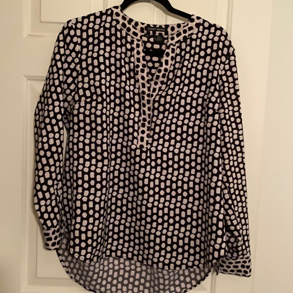 Black and light grey, XL Women blouse. 100%Polyester.